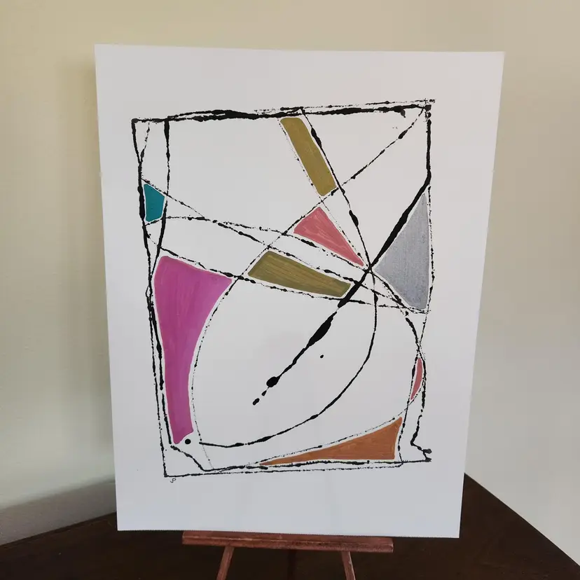 Acrylic Marble Art Painting On Watercolor Paper, Original, Colorful, Signed By The Artist, Unframed 8x10