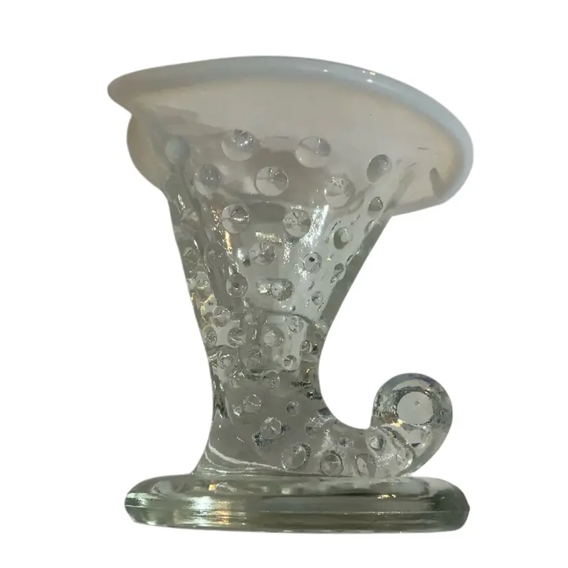 Vintage Fenton Two Tone Hobnail French Opalescent Jack In The Pulpit Cornucopia Vase Approximately 3” Tall And 3” Diameter