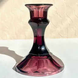 Vintage Amethyst Purple Glass Taper 4" Candle Holder