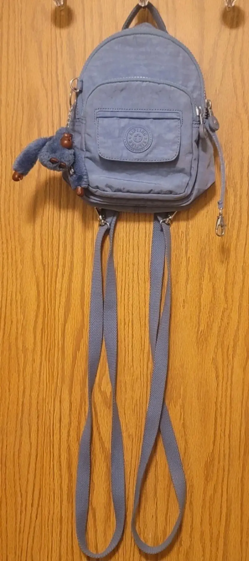 Kipling Small Blue Backpack With Monkey Charm