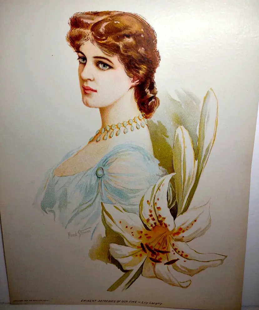Lily Langtry Victorian Art Print Flower Women Eminent Actresses 1904 Maud Stumm