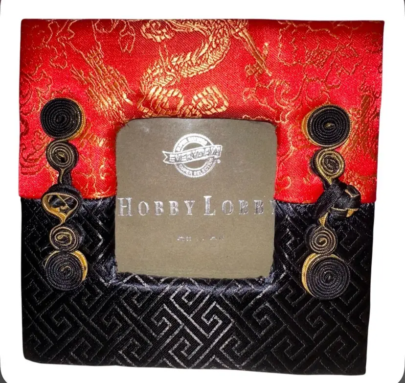 Hobby Lobby Oriental Design Red & Black Fabric Picture Frame
