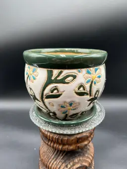 Green Floral Planter 4” Depth