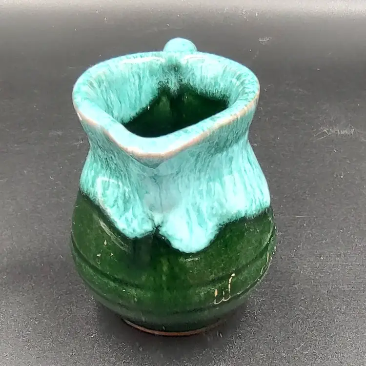 Canadian Blue Green Drip Glaze Pottery Creamer