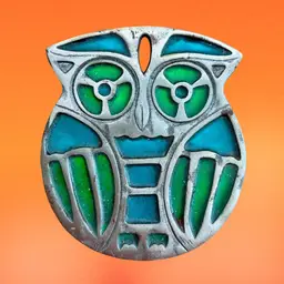 Vintage 60s 70s “Stained Glass” Cast Iron Owl Trivet, Counterpoint Japan READ