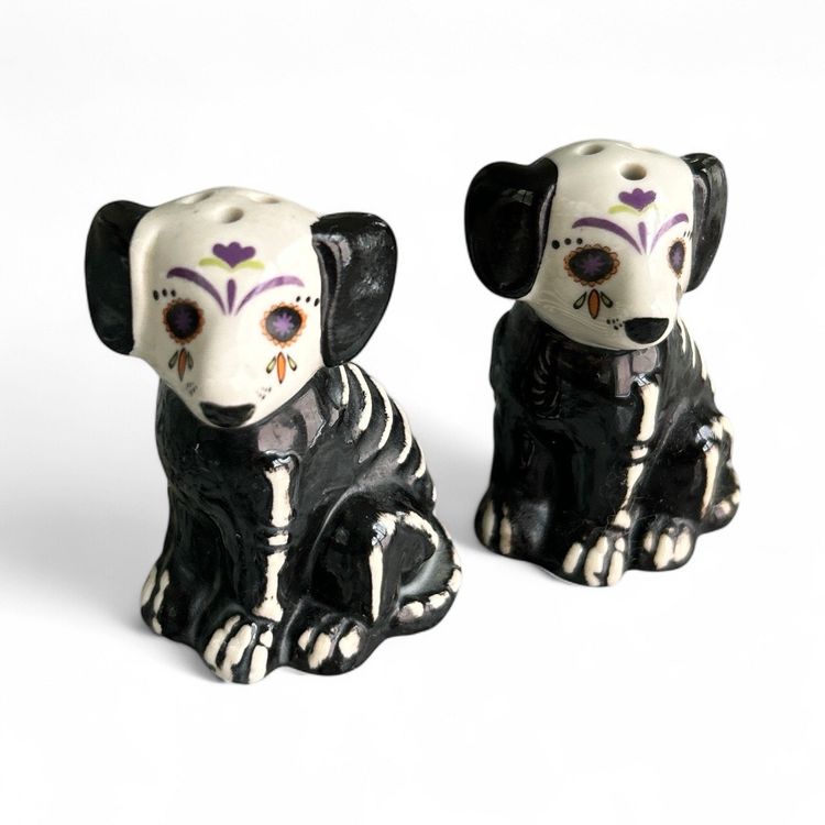 Skeleton Ceramic Dog Salt And Pepper Shaker Set