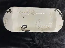 Bella Casa By Ganz Silver And Ivory Scroll Serving Tray