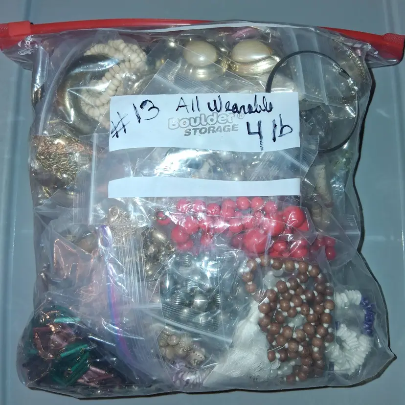COSTUME JEWLERY 4 lbs MYSTERY ALL WEARABLE VTG to MOD Ea. Bagged! Resell/Keep #13