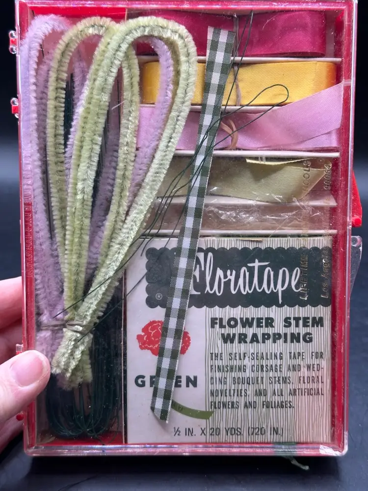 Vintage Floral Arrangement Floral Tape Stem Wrap Green Stem Kit In A Case