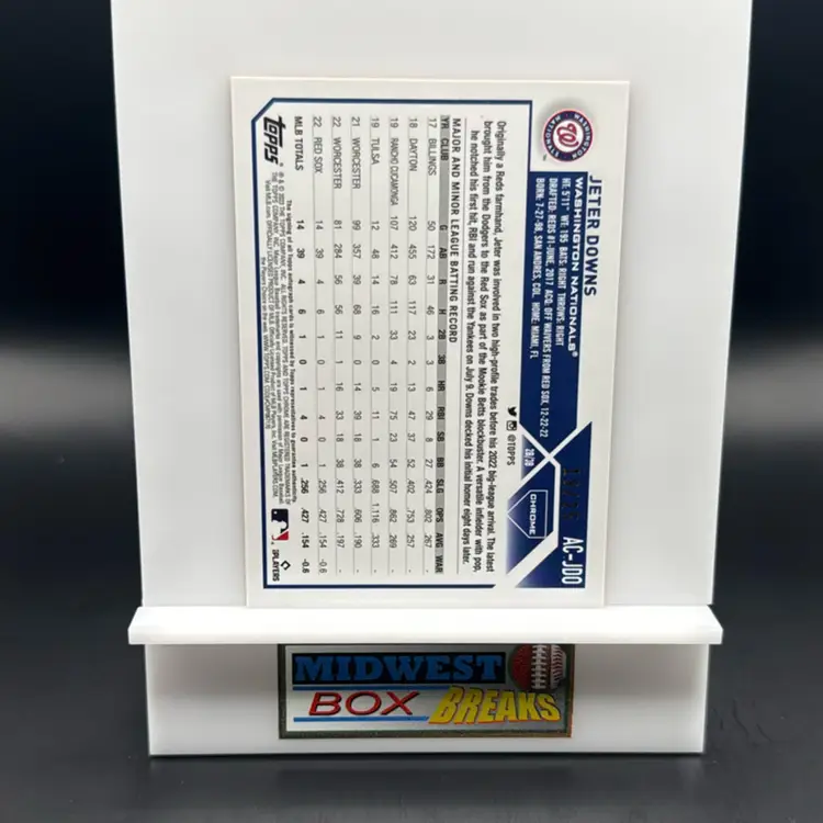 Jeter Downs Rc Auto 19/25 Orange Wave 2023 Topps Chrome Washington Nationals MBBCRD