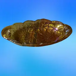 24. Vintage Indiana Carnival Glass IRIDESCENT AMBER Lily Pons Condiment Relish Dish