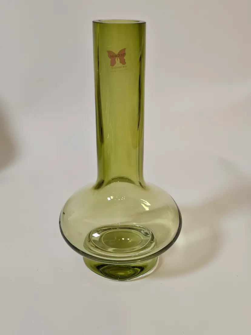 Marquis By Waterford Samba Vase Green Glass Elegant Long Neck Made In Poland