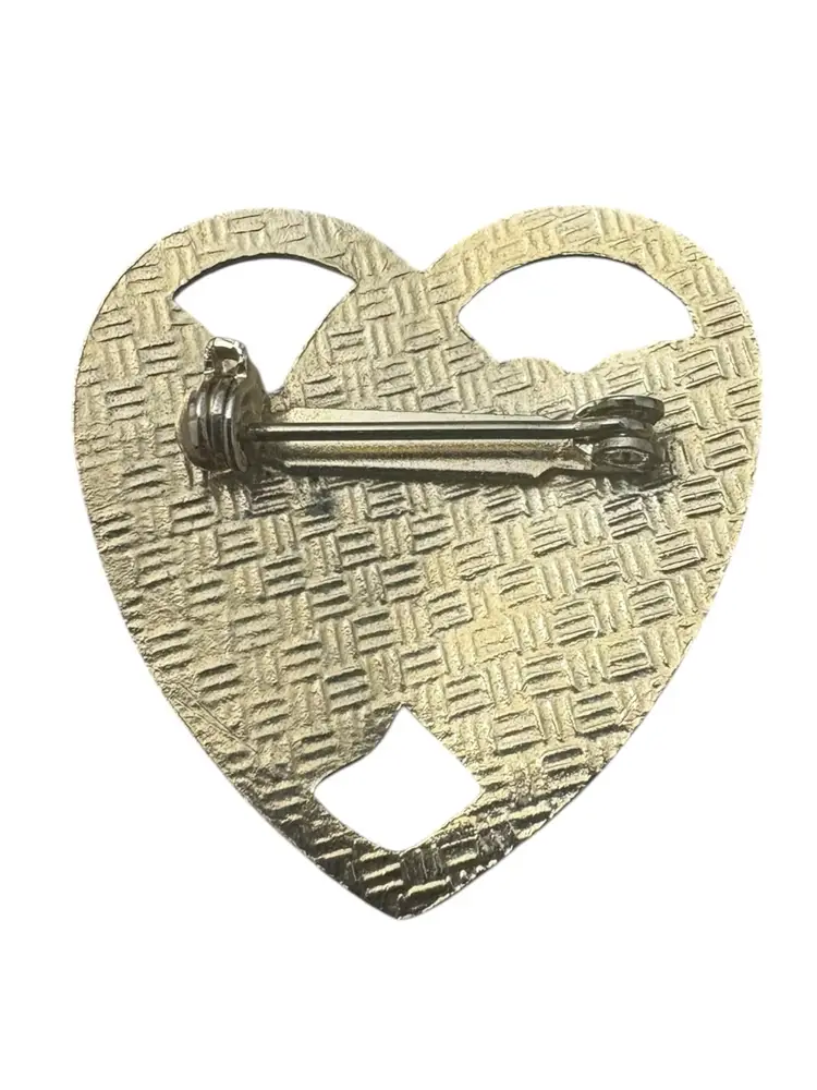 76. Vintage Cloisonné Heart Brooch.