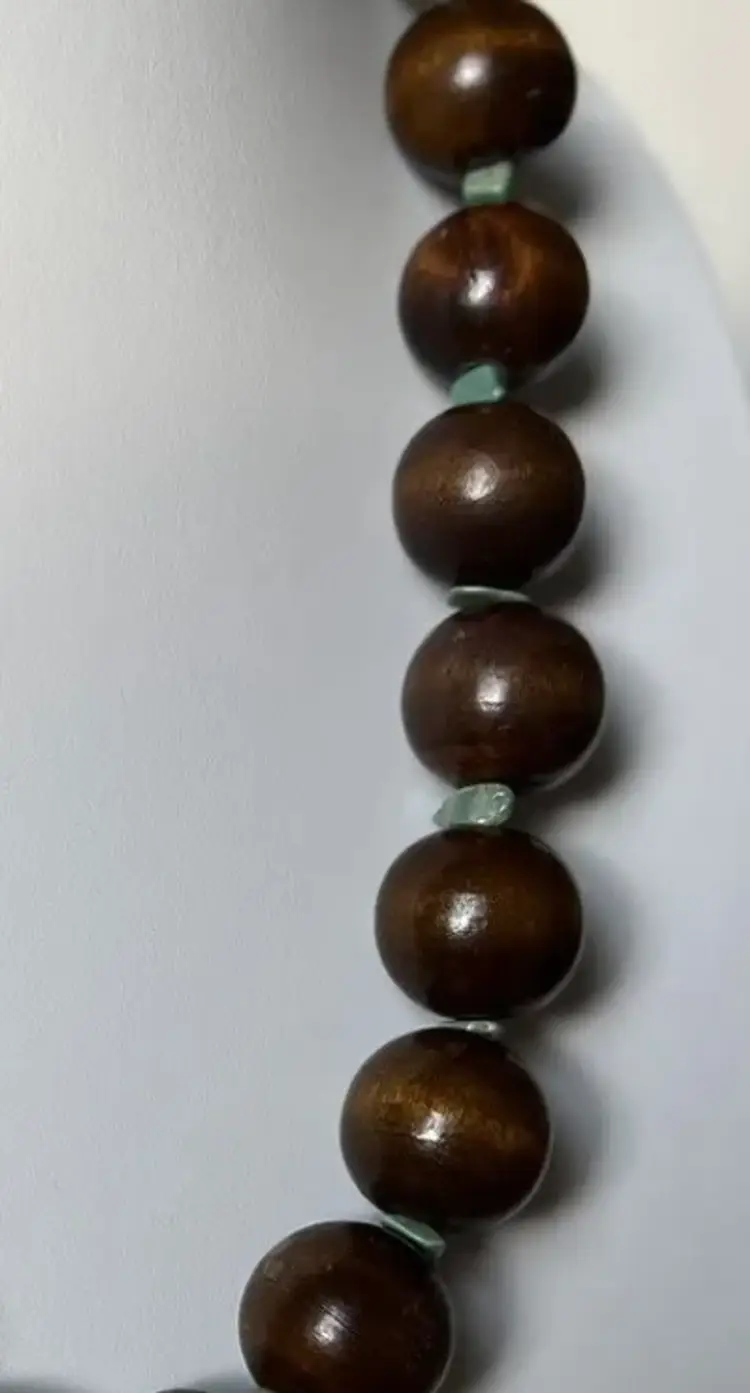 Vintage Artisan Turquoise Wood Balls Boho 25" Necklace
