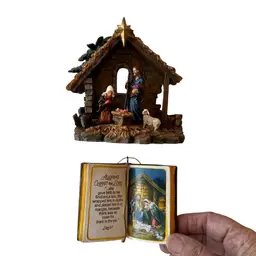 Nativity Scene Figurine Set Holy Family Christmas Decor Bible Ornament 2 Pc Set