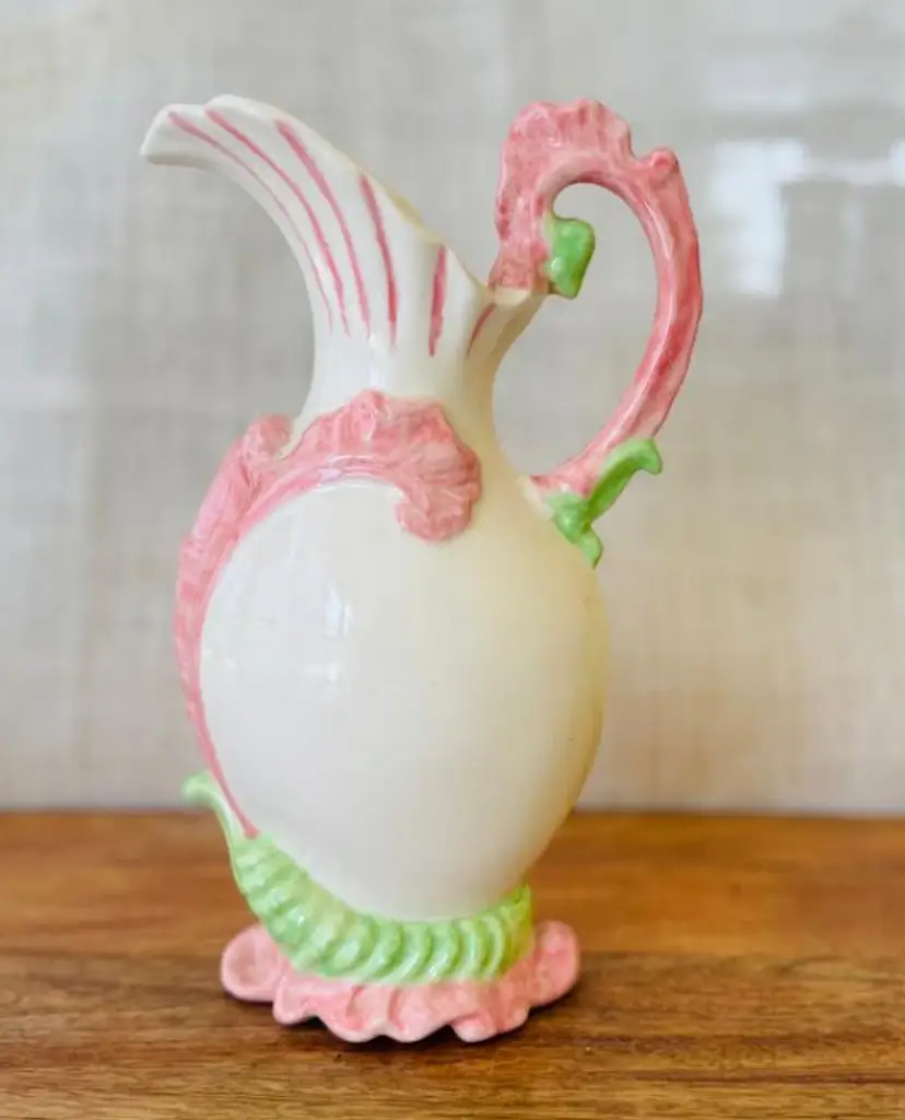 Vintage Glaze Porcelain Decorative Pitcher - 1973 - One-of-a-kind Hand painted