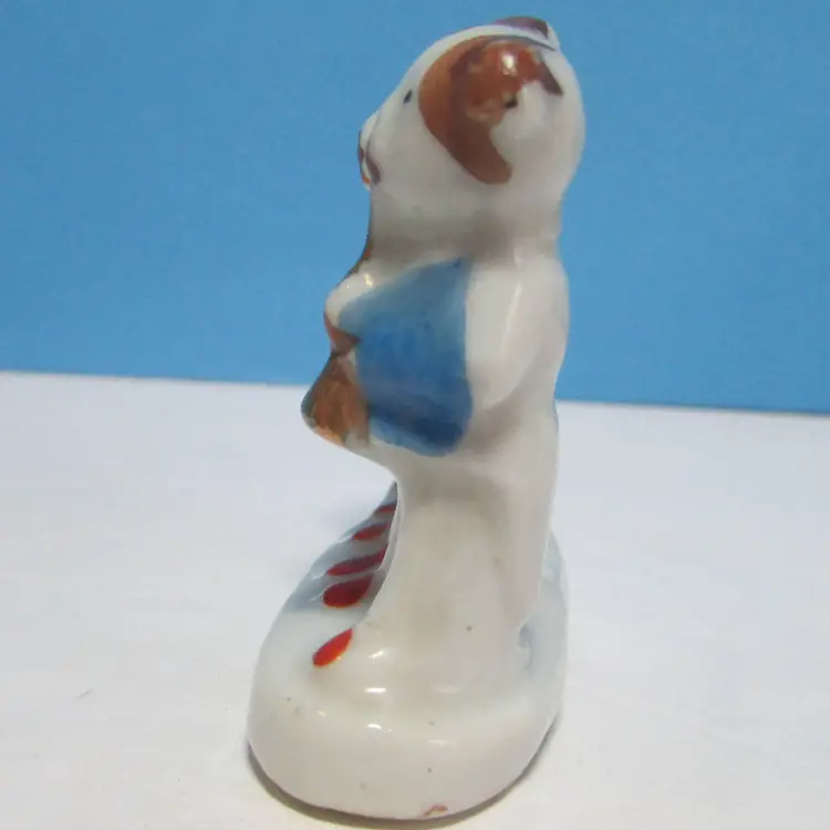 vintage miniature ceramic figure 3 dogs in blue jackets playing instruments band trio figurine