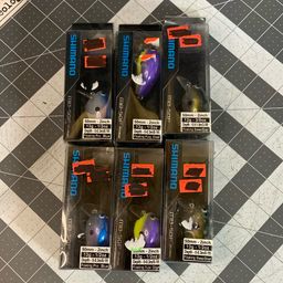 Shimano Crank Bait Lot 6 Pc 3 Color Schemes MB-50F New Old Stock Fishing Lures