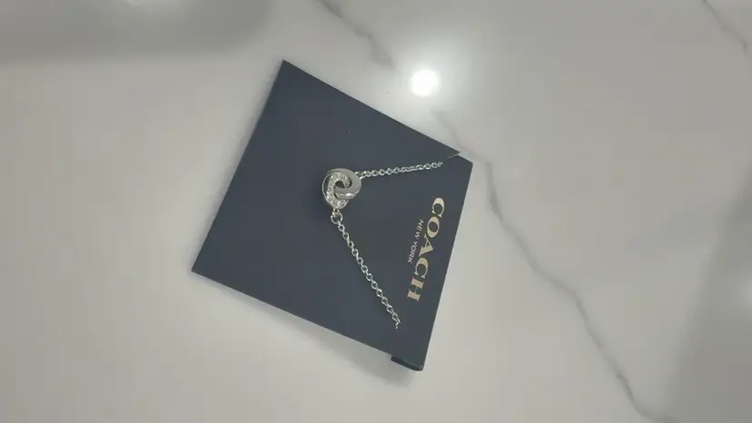 Coach Silver Infinity Circle Link Necklace Logo