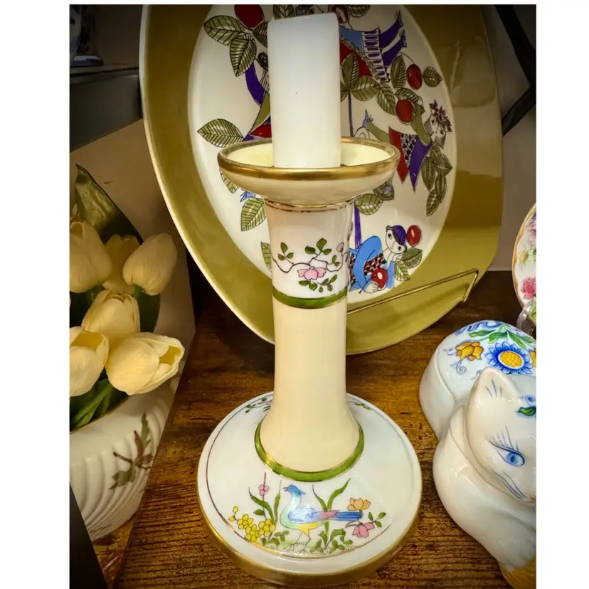 6.5” Nippon porcelain candleholder made in Japan