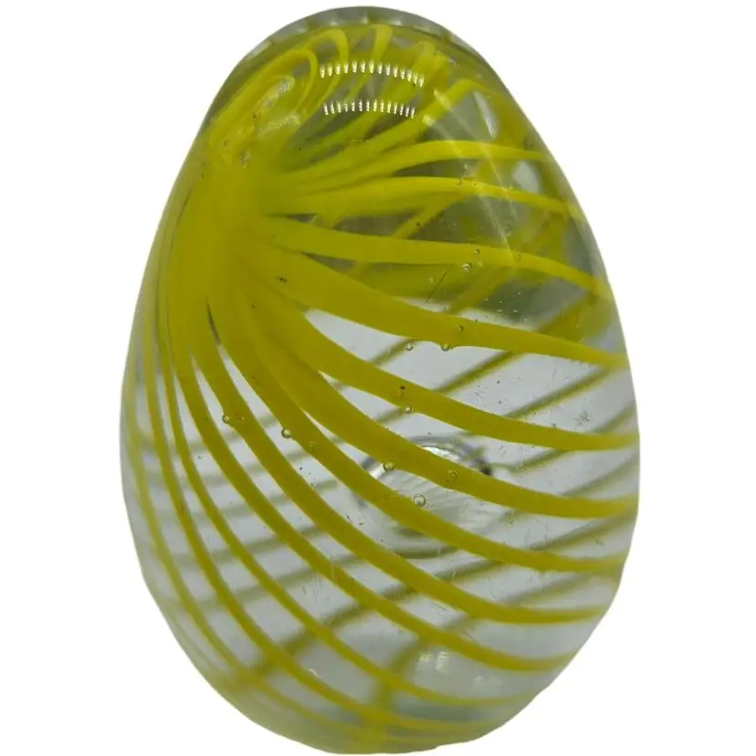 Yellow Swirl Glass Art Paperweight