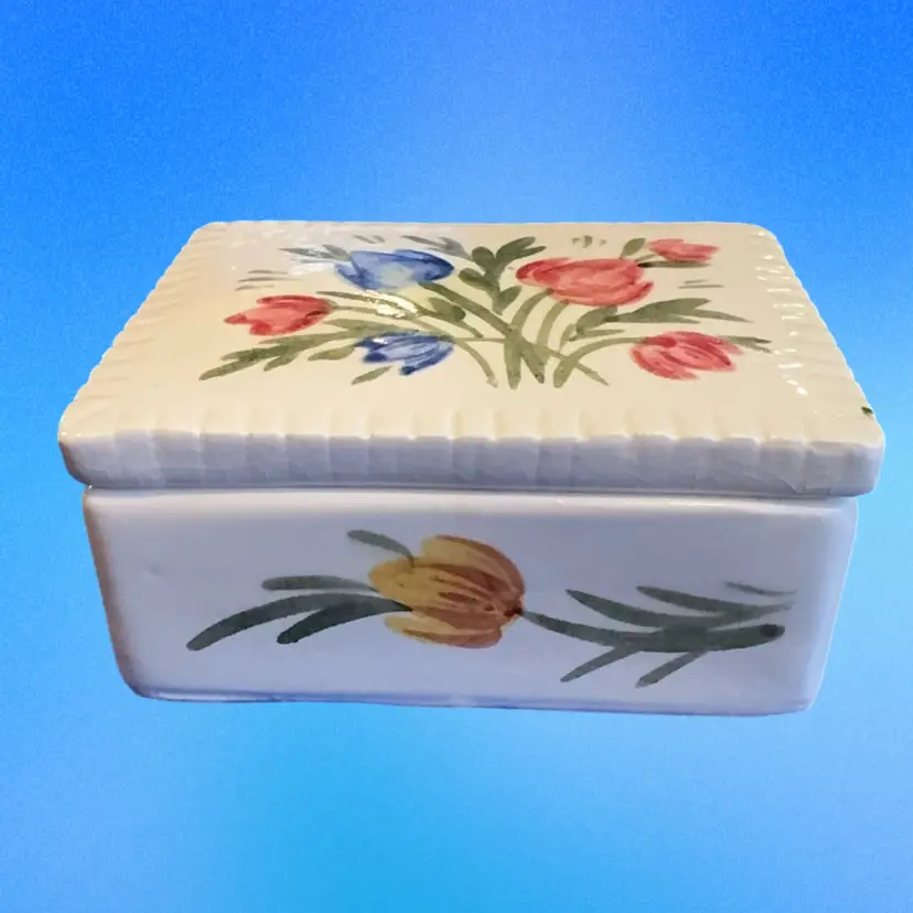 Ceramic Floral Trinket Box