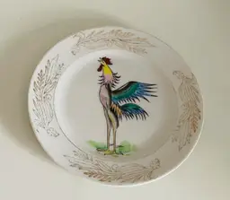 Rossetti Chicago Rooster Hand Painted Plate Occupied Japan 6.25"
