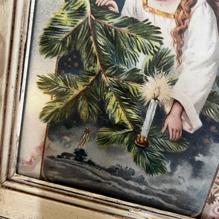 Made By Me Upcycled Hand Painted By Me Angel Distressed Christmas Holiday Decor Framed