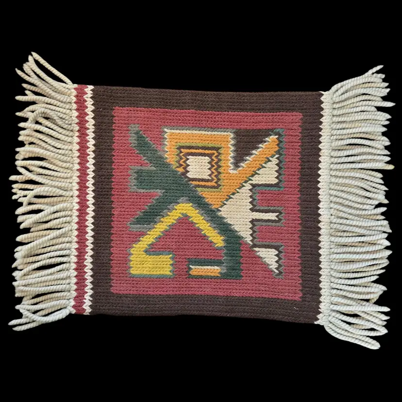 Placemat Tassled Textile Cloth Tapestry Woven Geometric Unbranded 14½"×23"