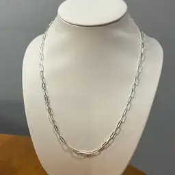 New 21.5” Sterling Silver 925 Italy 3.3mm Quality Paperclip Chain