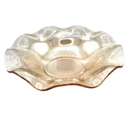 Vintage Jeannette Glass Floragold Louisa Ruffle Serving Bowl Iridescent Carnival