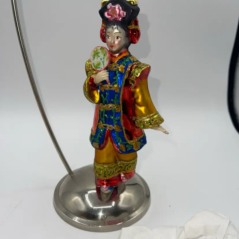 JAPANESE GEISHA GIRL & KIMONO GLASS CHRISTMAS ORNAMENT HTF