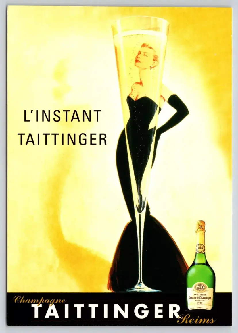 Postcard L'Instant Taittinger Champagne Advertising Blonde Female Model 1998 - 11460