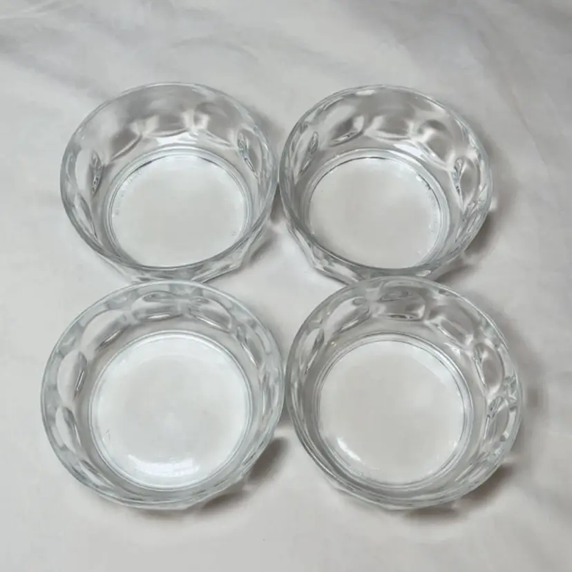 Vintage Arcoroc Thumbprint Dessert / Fruit Glass Bowls Set of 4 France 4”