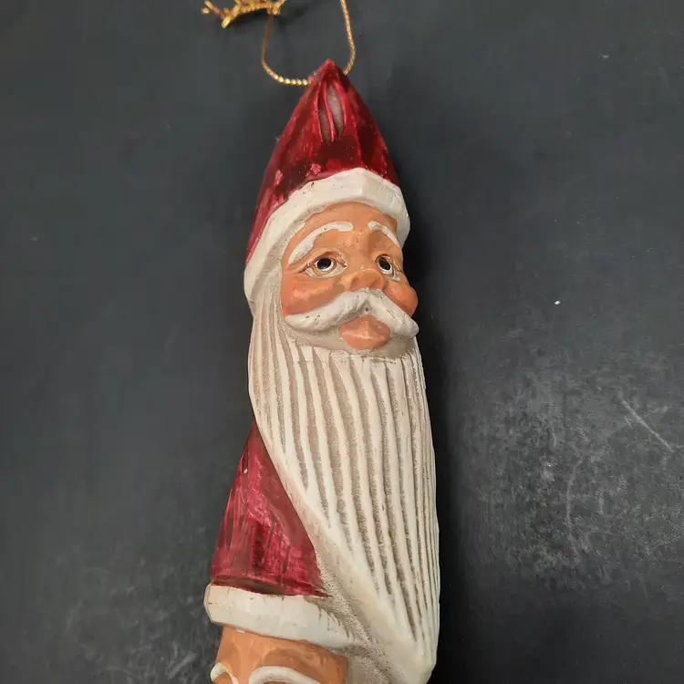 Rustic Old World Santa St Nicholas Face Christmas Ornaments Set of 2