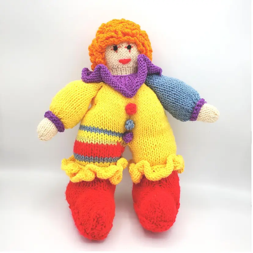 Handmade Big-Footed Knitted Clown Plush