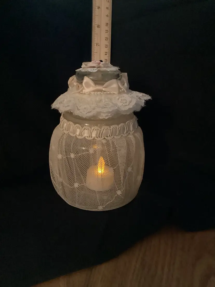 Handmade Tea Night Light Holder Jar OOAK