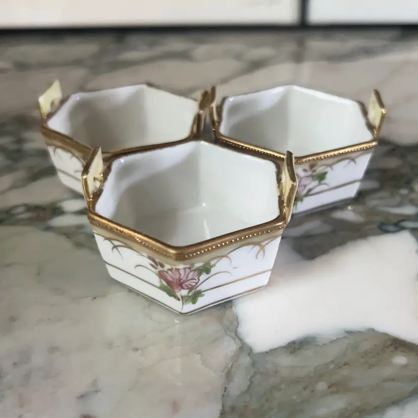 Set Of 3 Vintage Nippon Salt Dishes