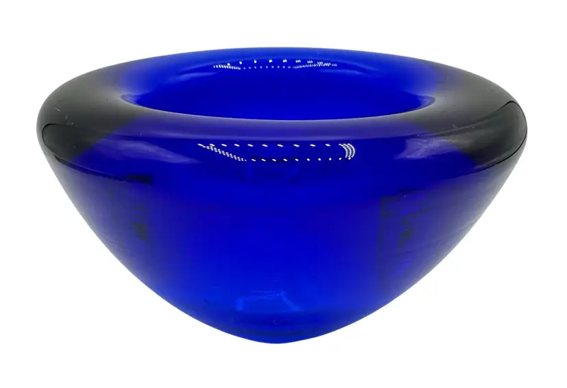 Vintage Heavy Cobalt Blue Votive Candle Holder Tea Light Round 2.5” x 4.25”