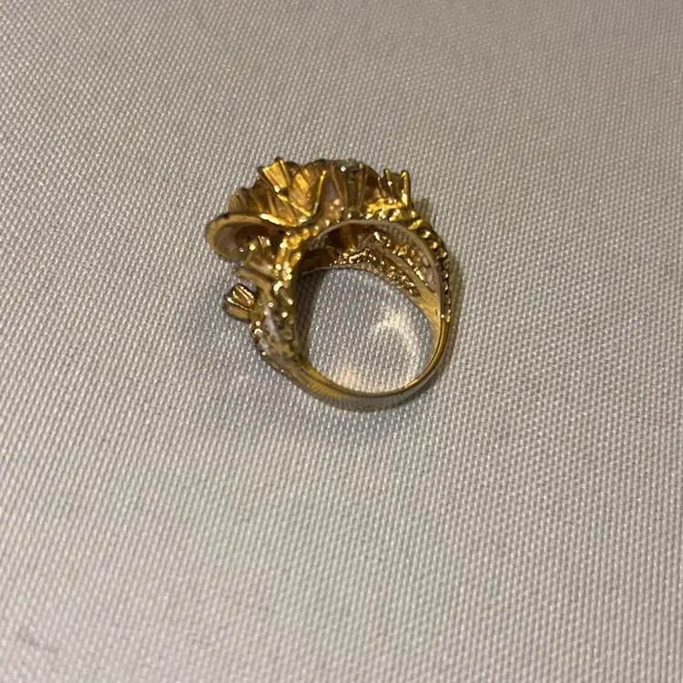 14K HGE (Gold plated) Size 6 Tigers Eye Rings CZ Stones Vintage