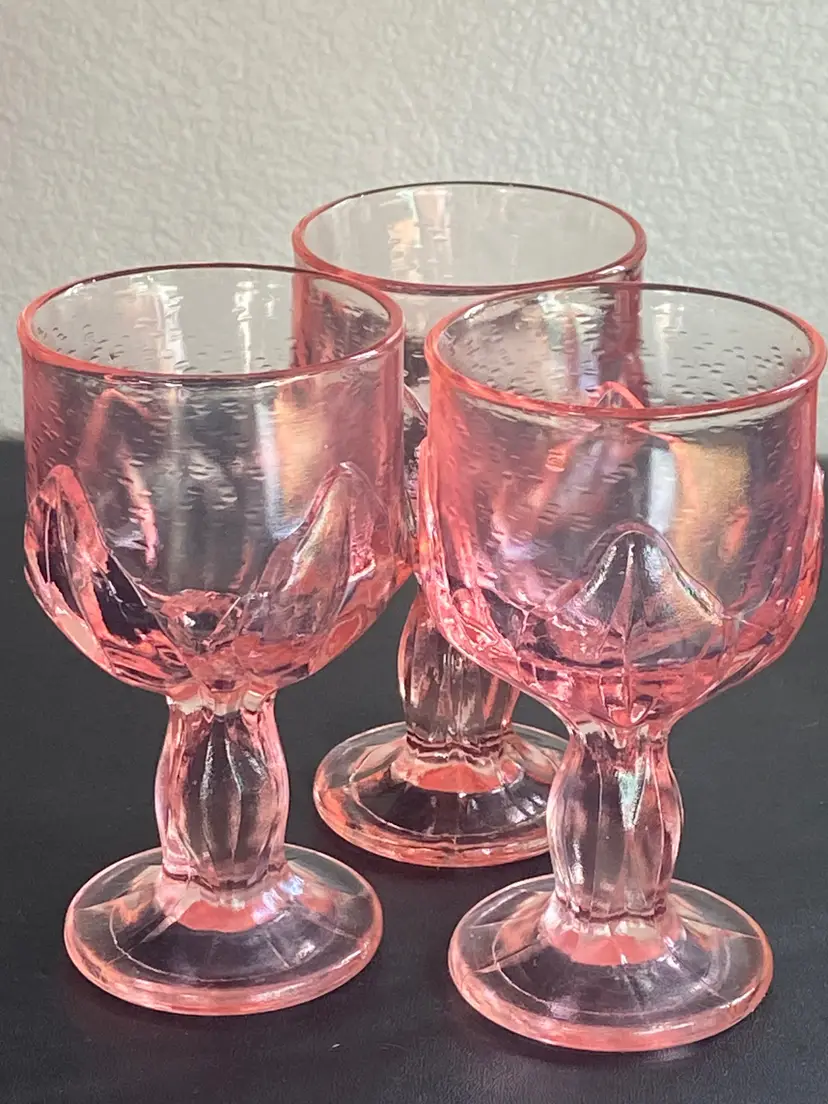 3 Vintage Tiffin Franciscan Cabaret Pink Glass Goblets