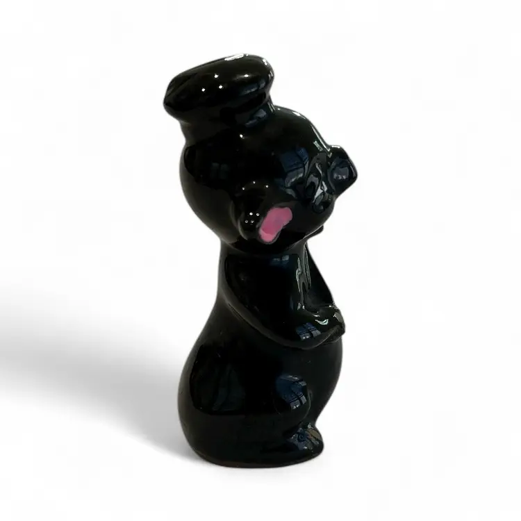 Vintage Kitschy Redware Three Little Pig With Violin Ceramic Figurine