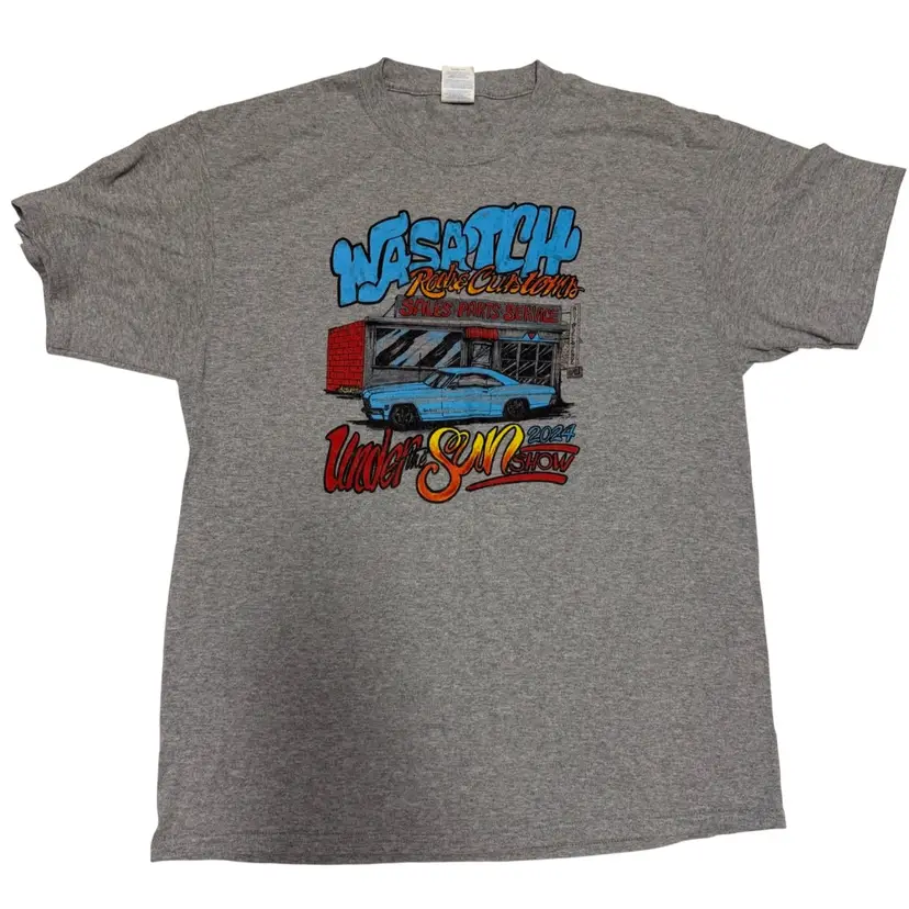 Wasatch Rods & Customs Under The Sun 2024 Car Show Graffiti Print T-Shirt - L