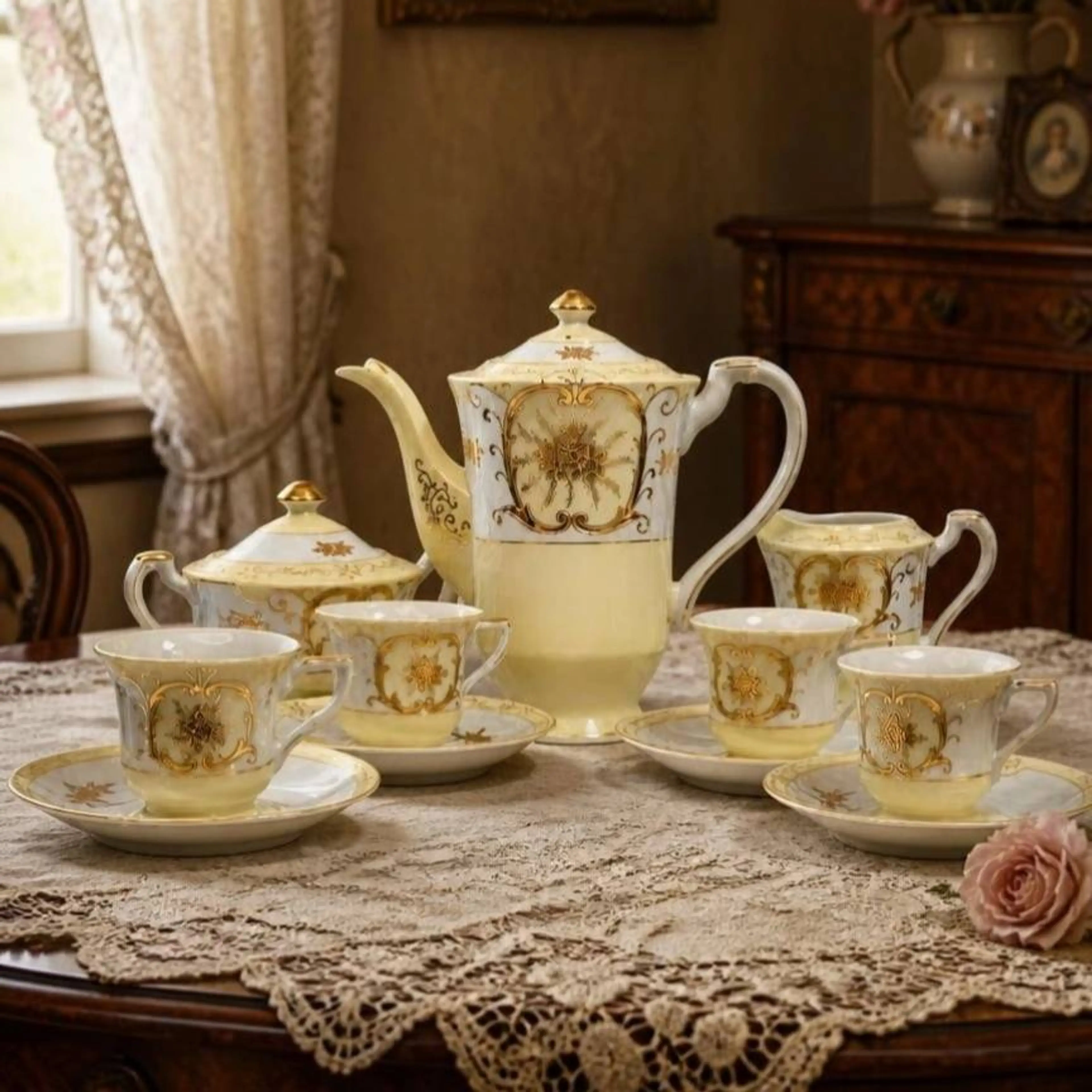 Niknax · Vtg Moriyama Hinode Japan Demitasse Tea Set Gold Moriage