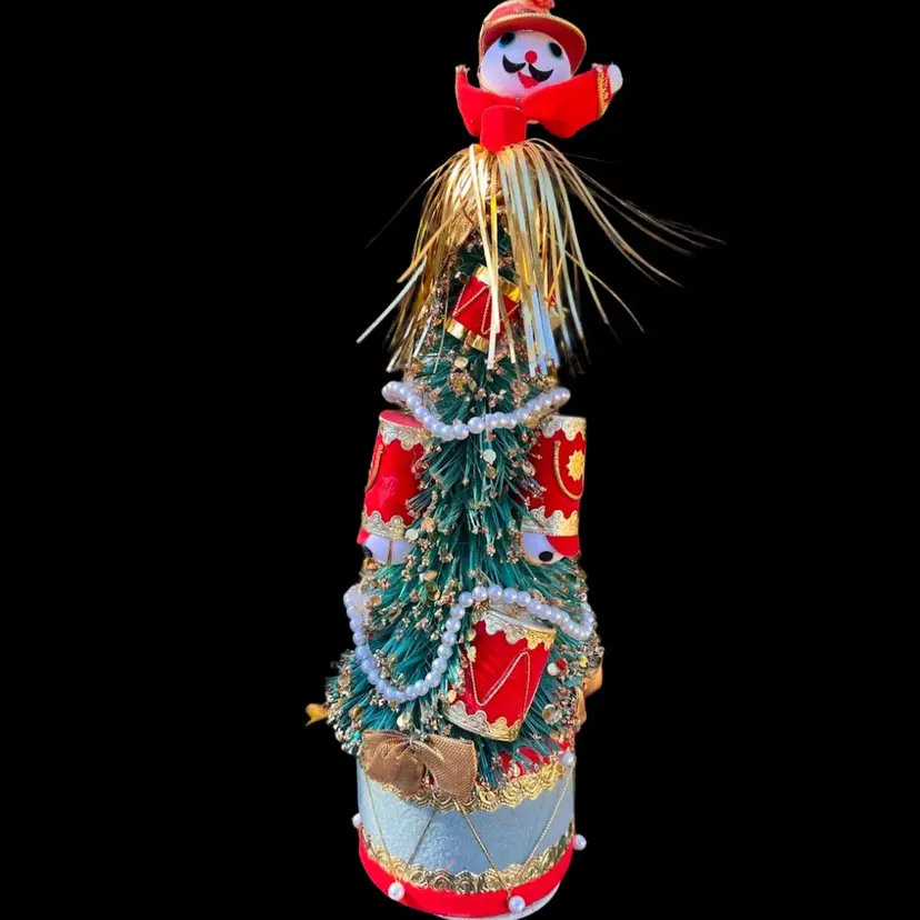 Vintage Revolving Bottlebrush Christmas Tree With