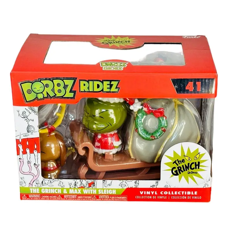 FUNKO THE GRINCH & MAX WITH SLEIGH CHRISTMAS DORBZ RIDEZ #41 NEW IN BOX Vinyl