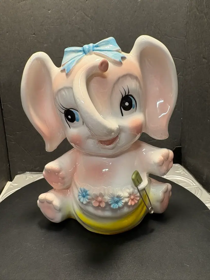 Vintage 1964 Relpo Baby Elephant Ceramic Planter