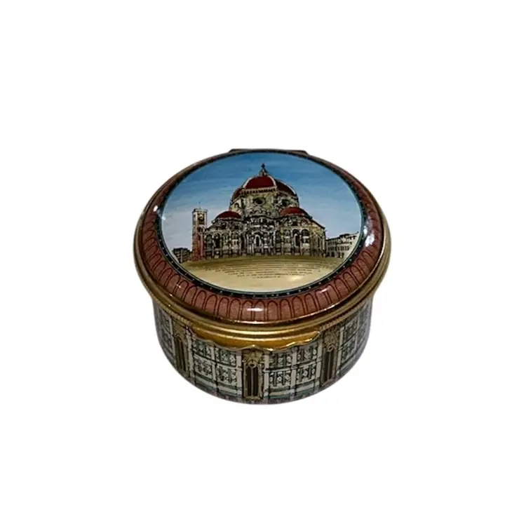 Halcyon Days British Enamel Hinged Trinket Box Santa Maria del Fiore Cathedral In Italy Made Exclusively For Armando Poggi
