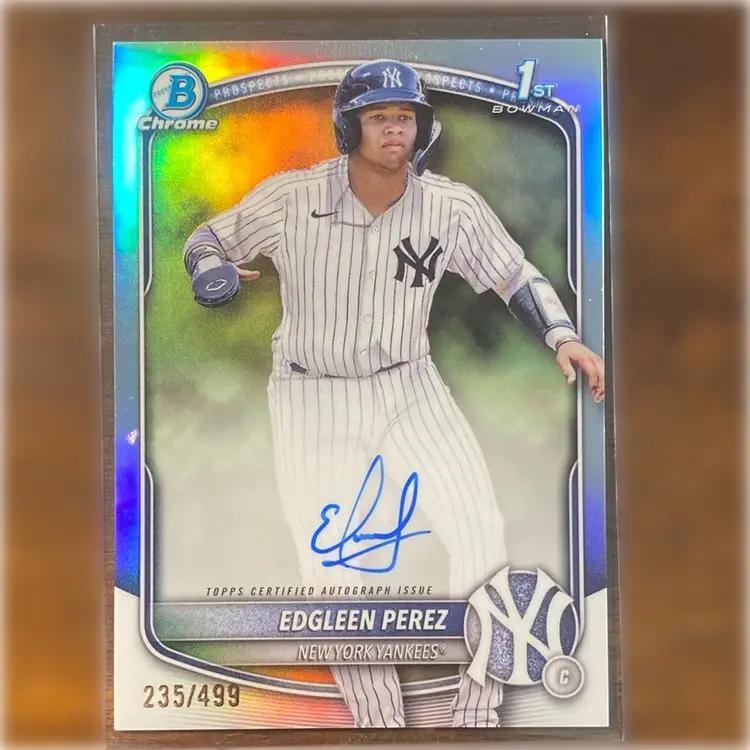 2025 Bowman Edgleen Perez 1st Bowman Auto Refractor 235/499 New York Yankees