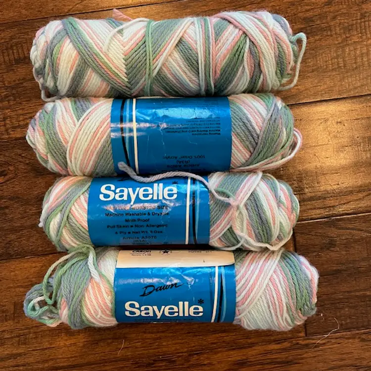 4 Skeins Caron Yarn Dawn Sayelle - 100% Orlon Acrylic Vintage Made in USA